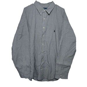 Ralph Lauren Button Down Gingham Shirt Men's 3XB Black Classic Long Sleeve